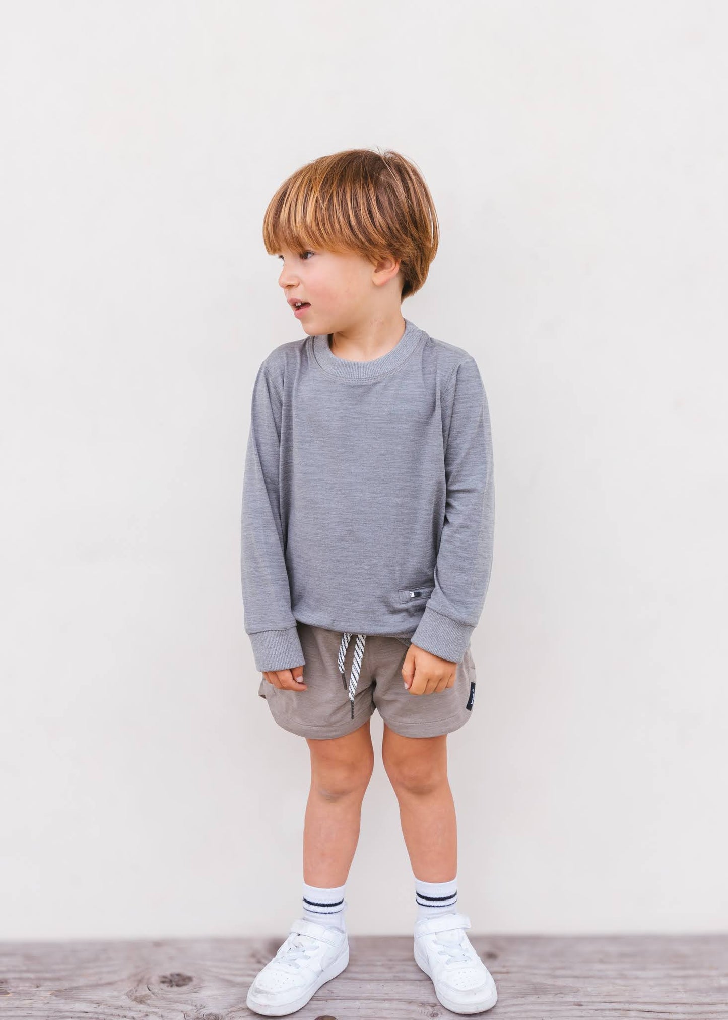 cream and grey Kids Sweatshirt