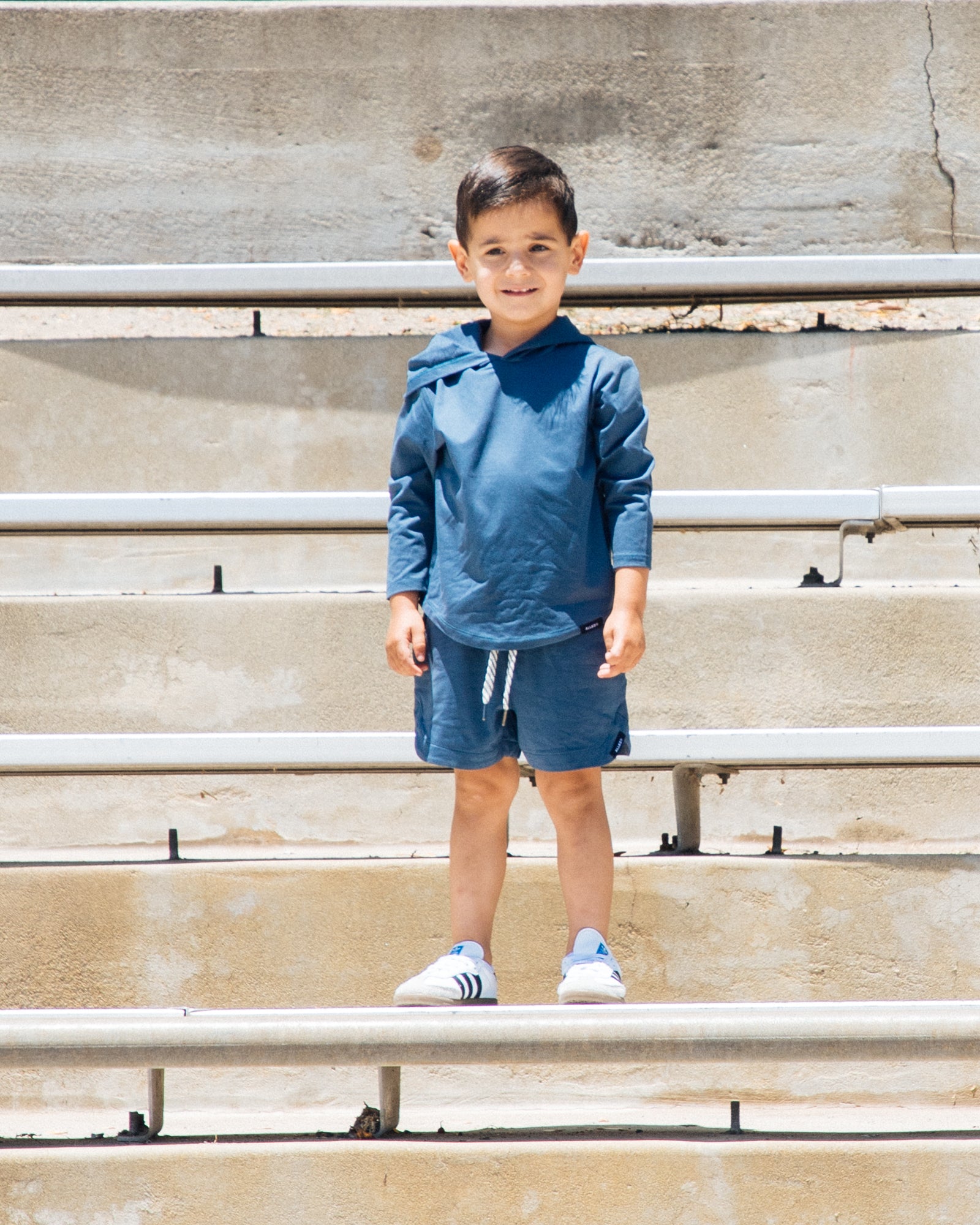 blue-gray short and hoodie for boy