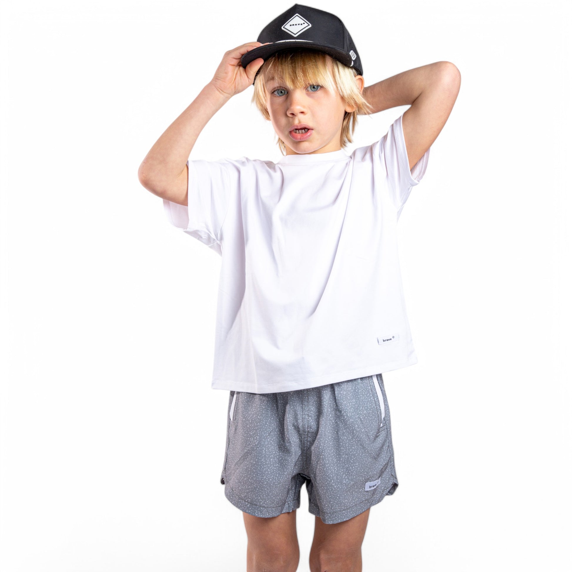 White and Cyan Blue color Kids Shorts