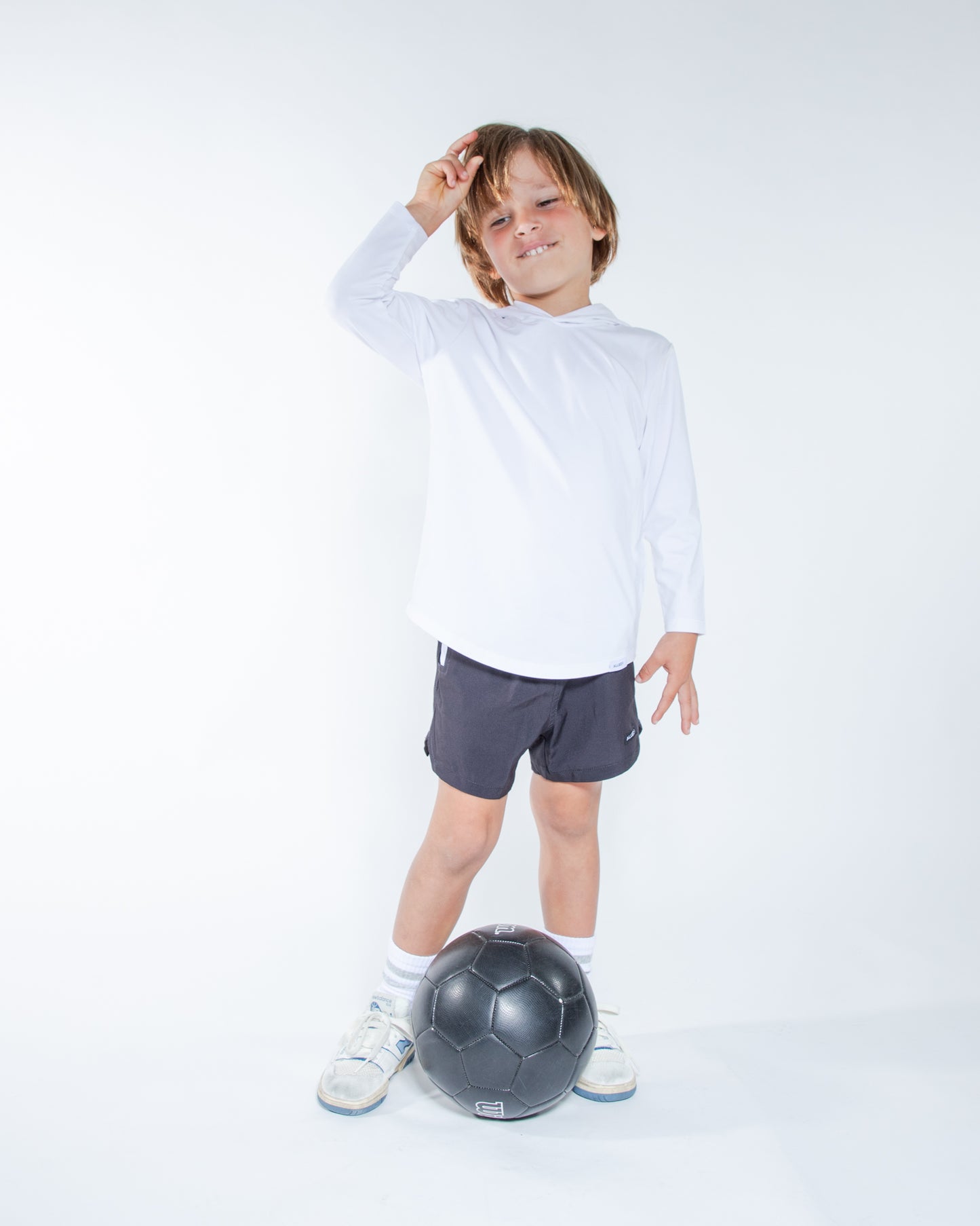 white combo kids shorts